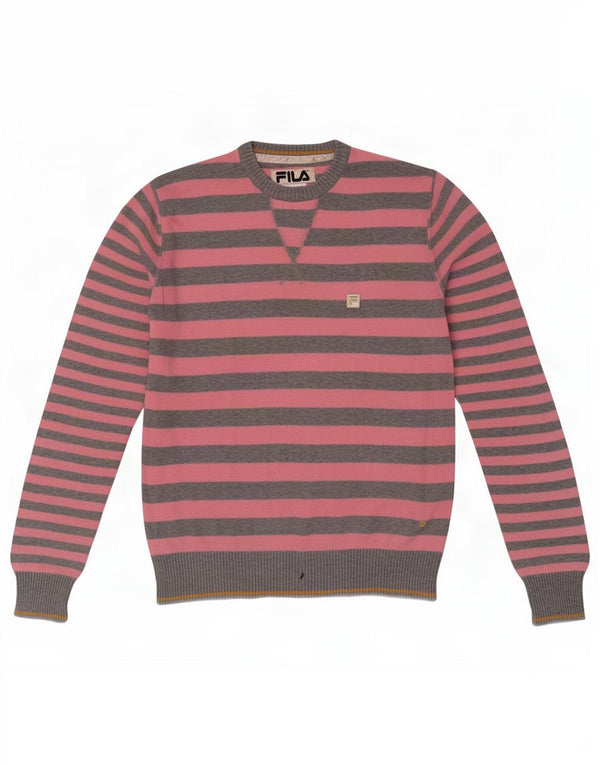 Fila Jersey de cuello redondo para hombre XS Algodón a rayas rosa
