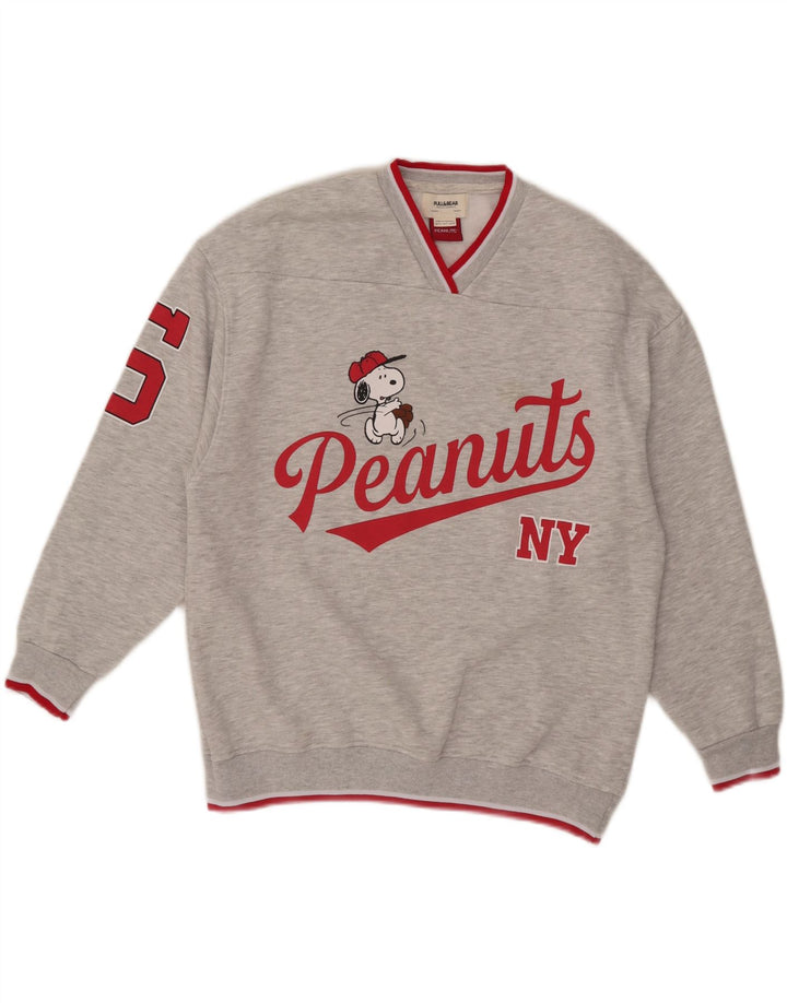 Pull & Bear Hombre Peanuts Graphic Sudadera Jumper Small Gris Algodón
