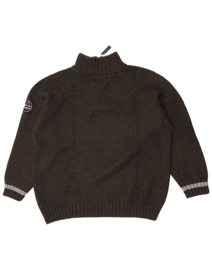 Murphy & Nye Jersey con cuello y cremallera para hombre, color verde medio, a rayas