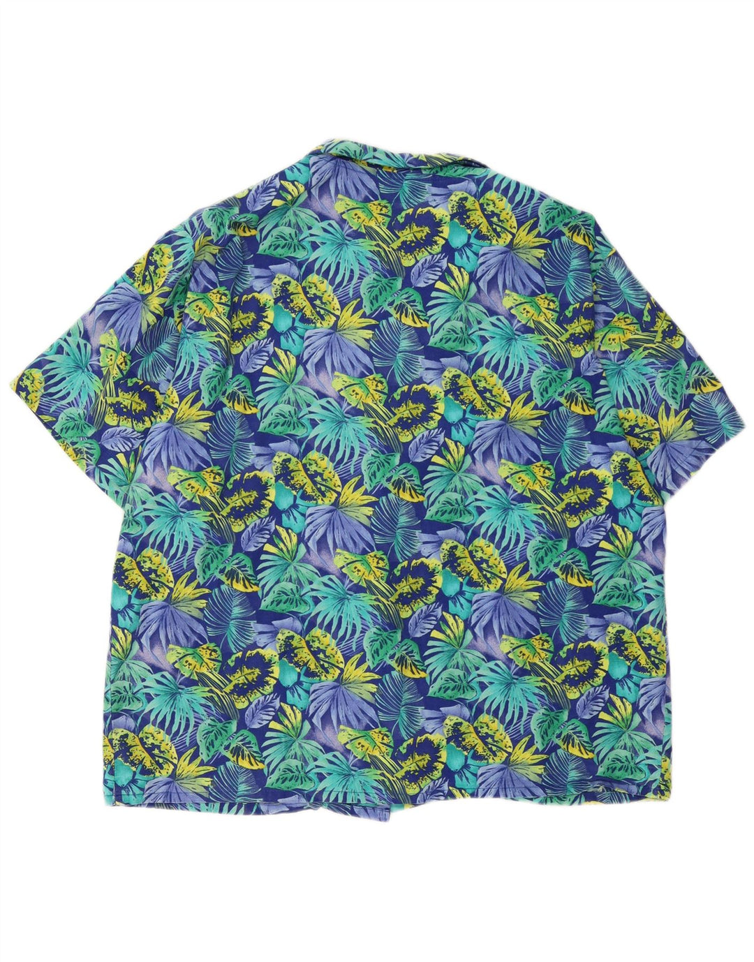 Krazy Camisa de manga corta para hombre grande azul floral algodón hawaiano