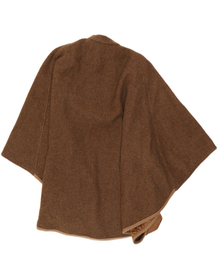 Vintage Mujer Poncho Abrigo Un Tamaño Marrón