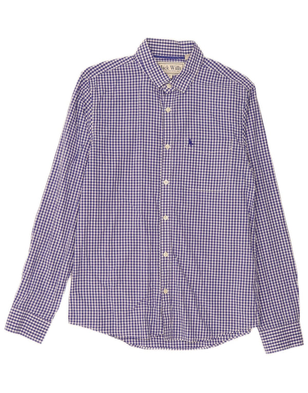 Jack Wills Camisa de corte clásico para hombre de algodón a cuadros azul pequeño