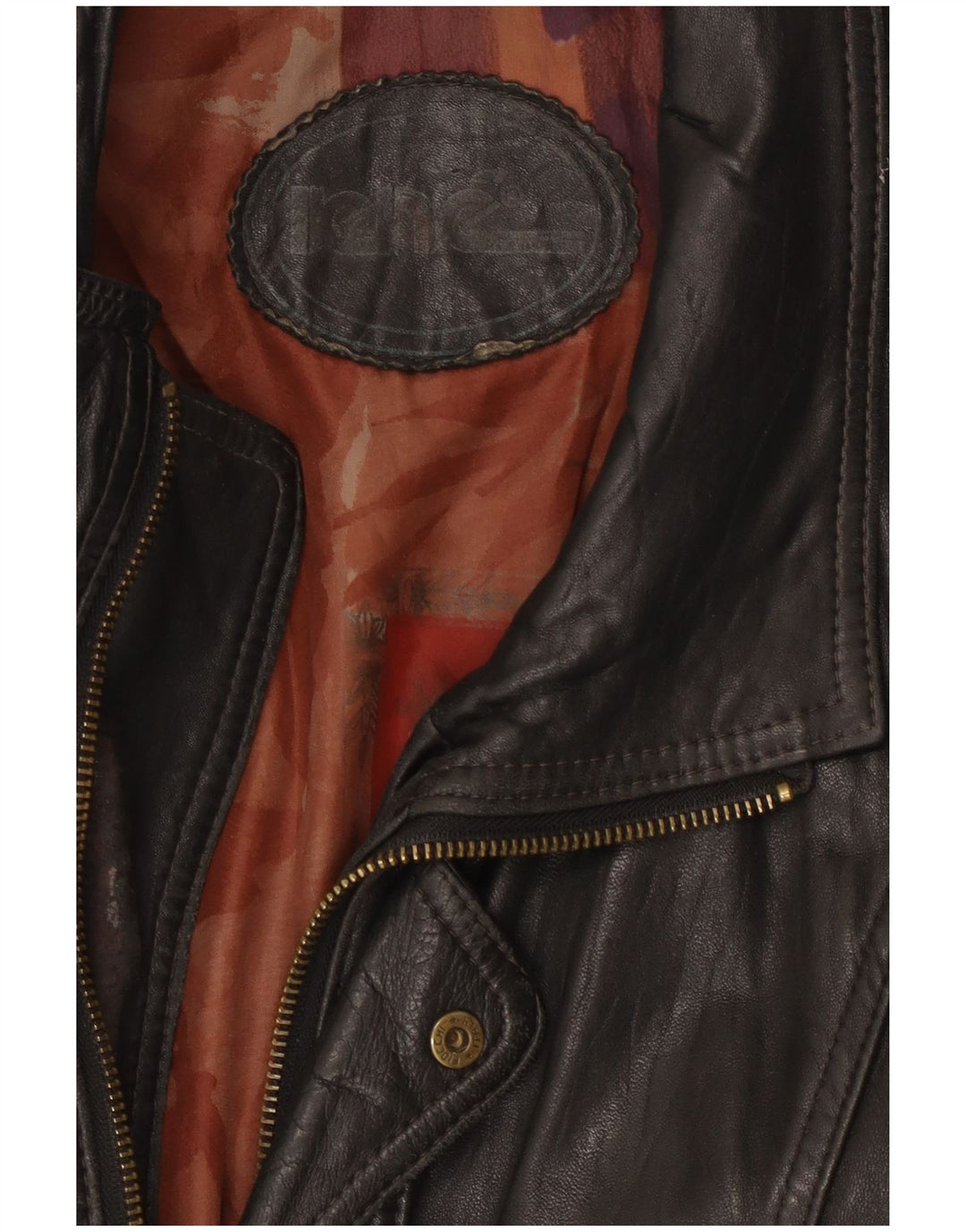 Vintage chaqueta de cuero para hombre Reino Unido 44 2XL cuero negro