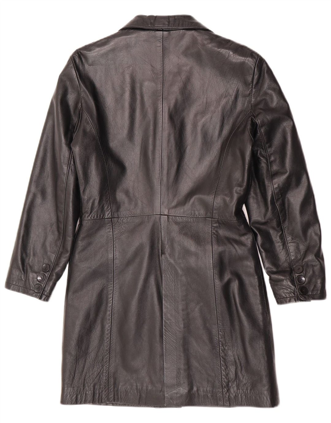 Vintage mujer cuero abrigo Reino Unido 12 cuero negro medio