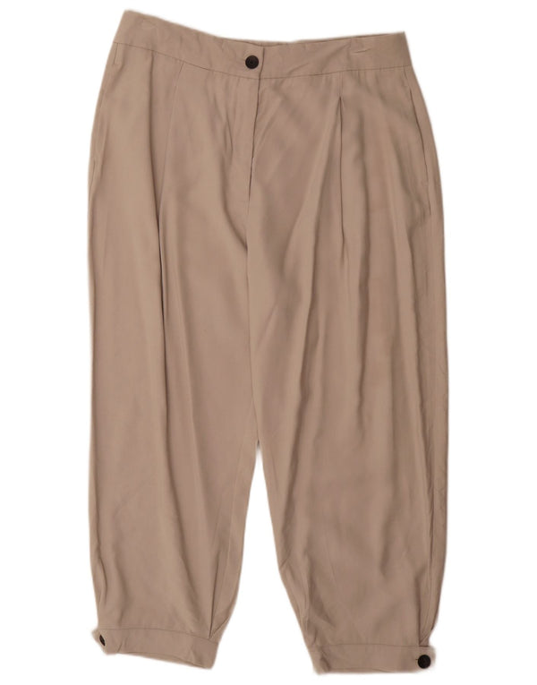 Zara Mujer Pantalón Cintura Alta Pegged XL W36 L28 Viscosa Beige