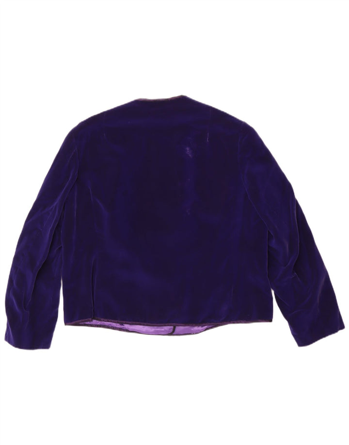 Vintage mujer 5 botones terciopelo Blazer chaqueta Reino Unido 14 medio púrpura