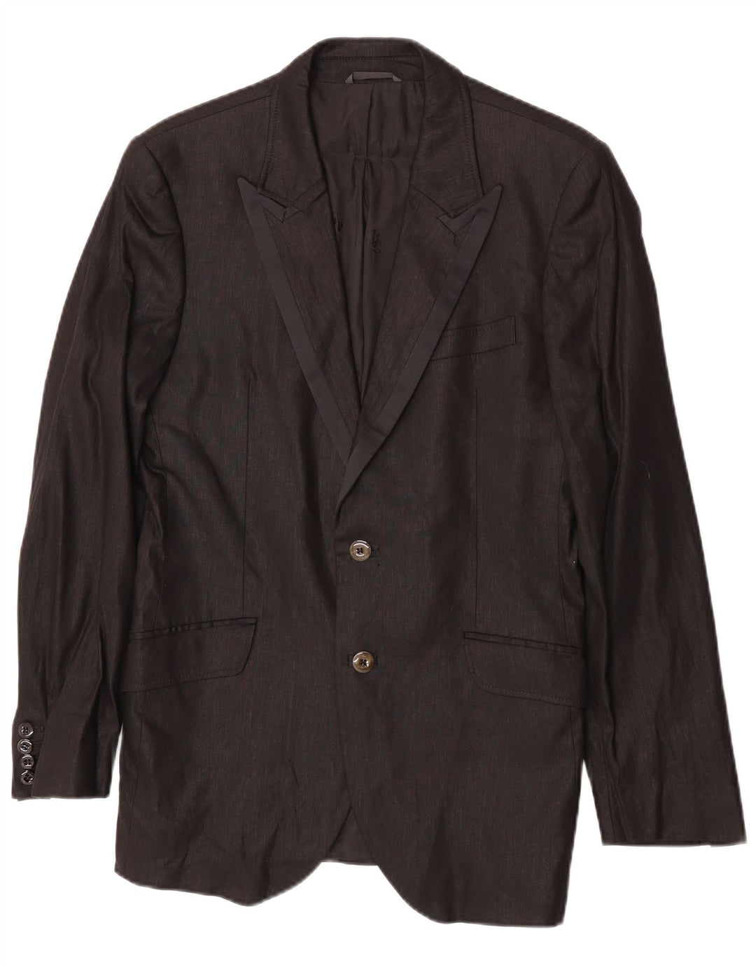 Versace Chaqueta tipo blazer de 2 botones para hombre IT 48 Medium Black Linen Classic