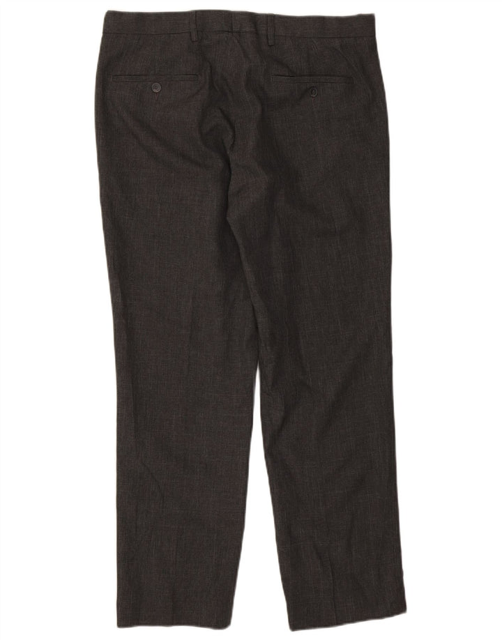 Marks & Spencer Pantalón de traje regular para hombre W34 L29 Poliéster gris
