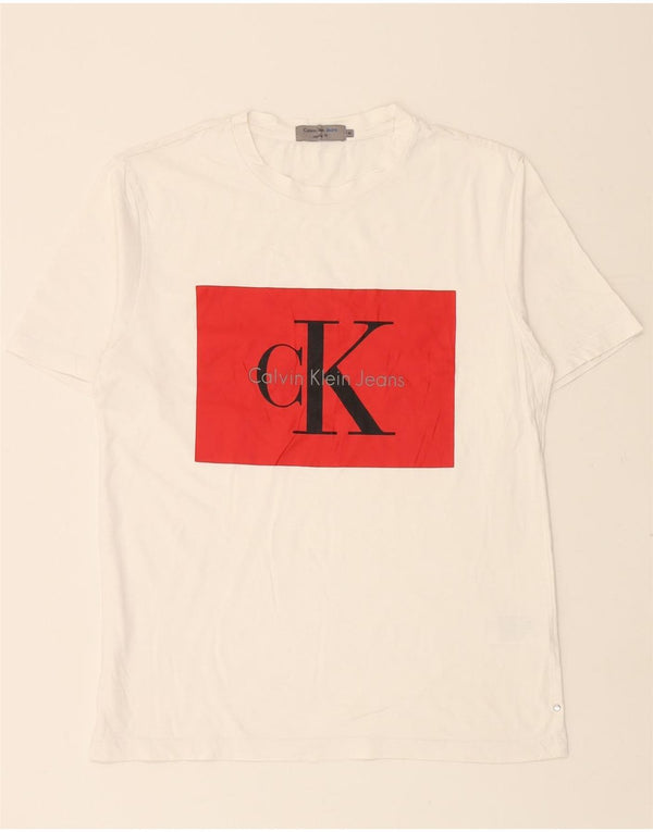 CALVIN KLEIN JEANS Camiseta estampada de ajuste regular para hombre Top mediano blanco