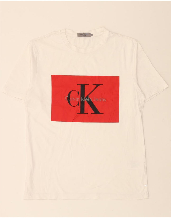 CALVIN KLEIN JEANS Camiseta estampada de ajuste regular para hombre Top mediano blanco