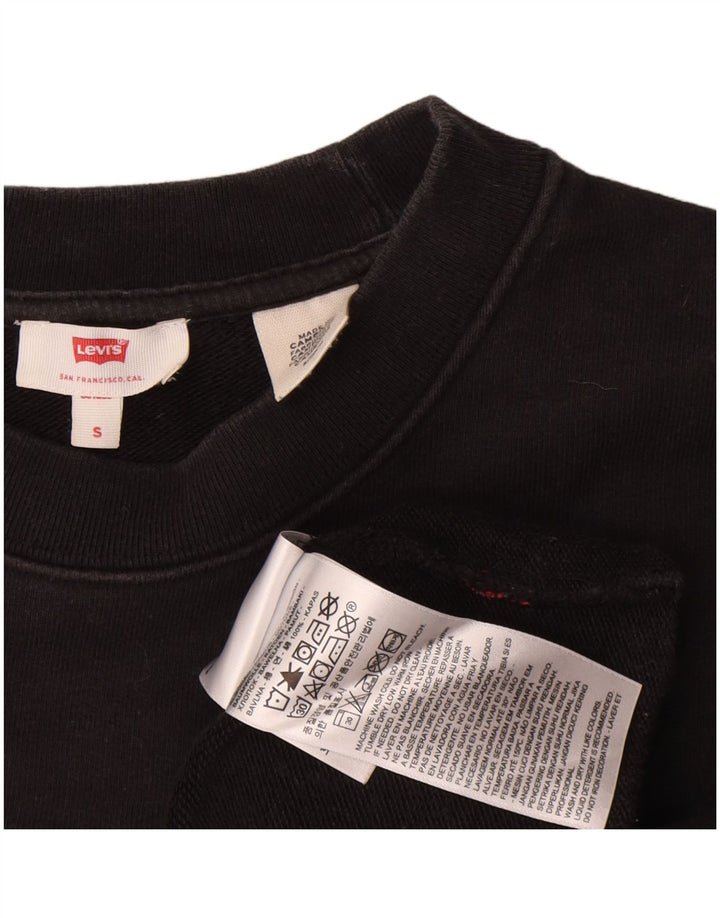 Levi's Top corto con gráfico extragrande para mujer, manga larga, talla S, color negro