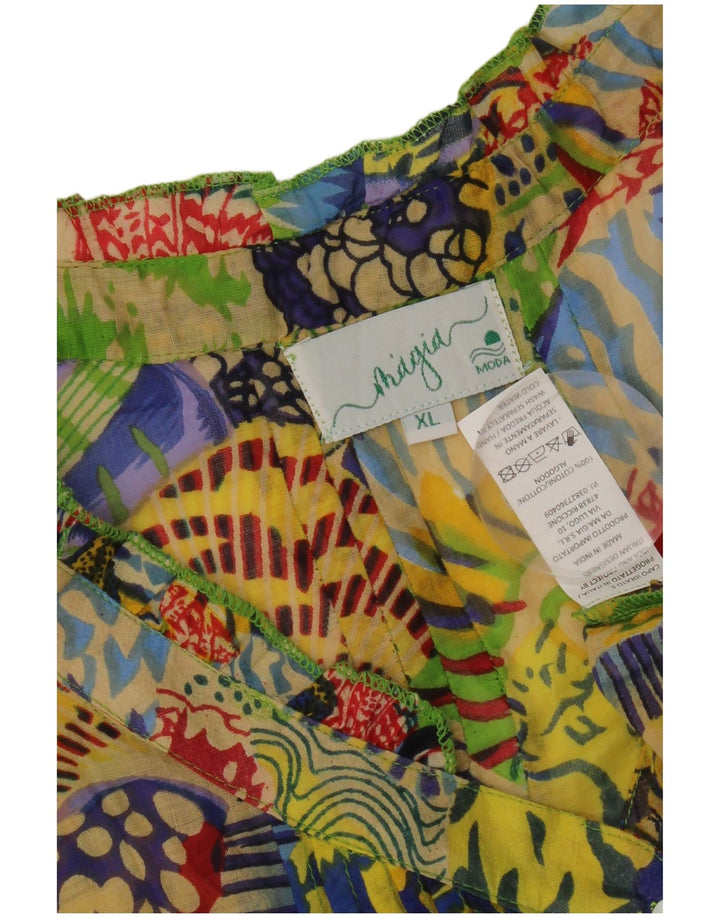 Vintage mujer patrón abstracto vestido escalonado Reino Unido 18 XL multicolor