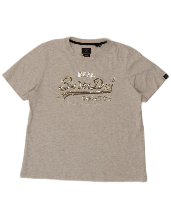 Superdry Camiseta Gráfica para Mujer Top UK 44 Grande Gris