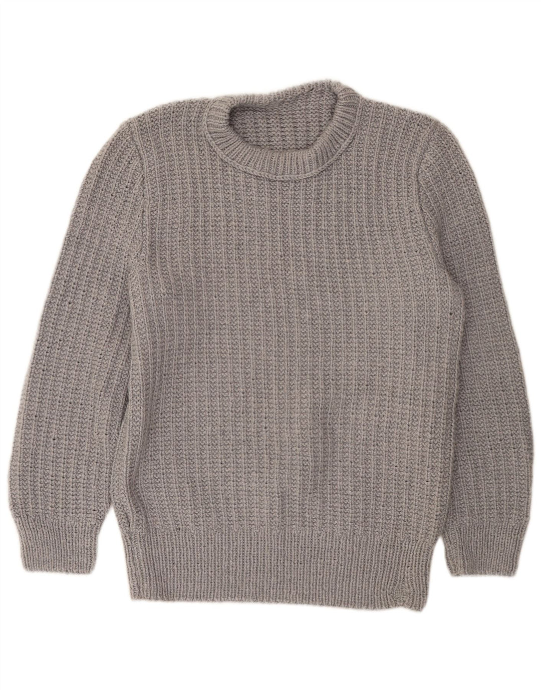 Vintage hombres barco cuello jumper suéter gris medio