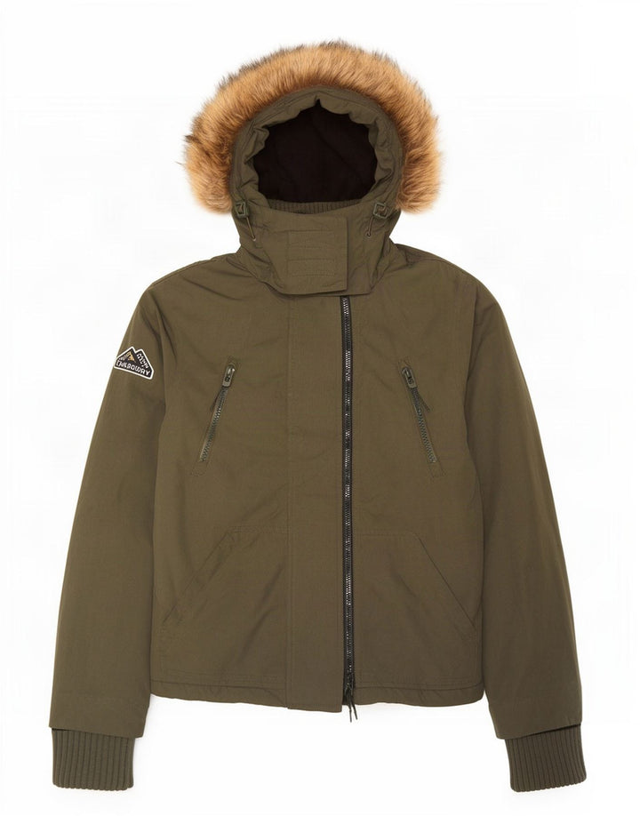 Superdry Chaqueta Cortavientos Con Capucha Para Mujer UK 44 Poliéster Caqui Mediano