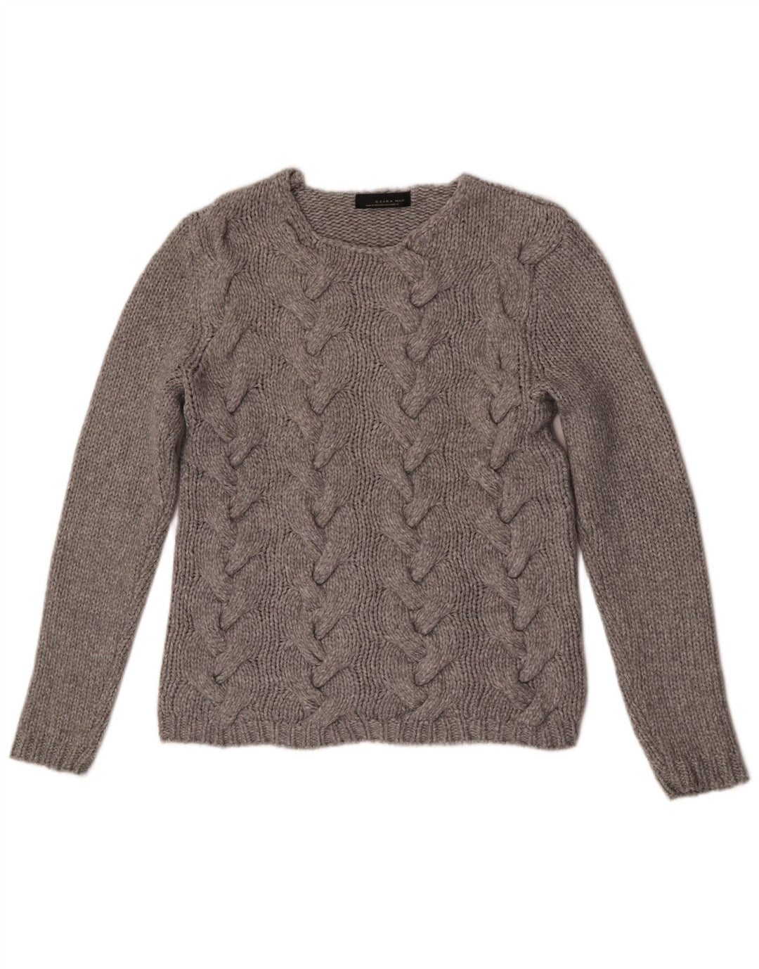 Zara Hombre Jersey Con Cuello Redondo Jersey Grande Nylon Gris