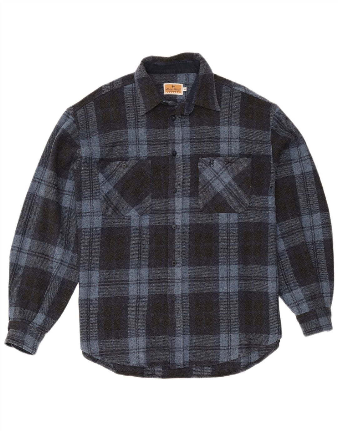 Conte of Florence Camisa Sobrecamisa Hombre XL Lana A Cuadros Azul