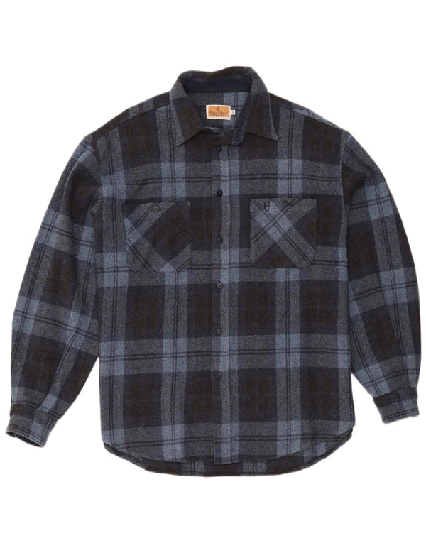 Conte of Florence Camisa Sobrecamisa Hombre XL Lana A Cuadros Azul
