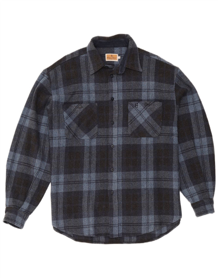 Conte of Florence Camisa Sobrecamisa Hombre XL Lana A Cuadros Azul