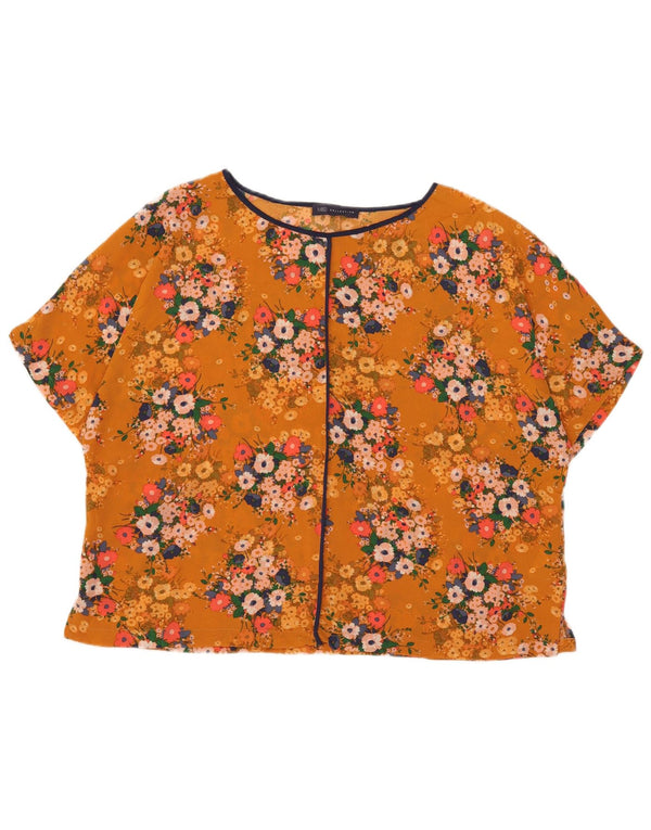 Marks & Spencer Blusa extragrande para mujer UK 40 XL Naranja Floral