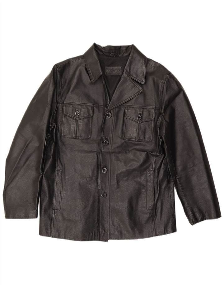 In Extenso Chaqueta de cuero para hombre UK 40 Large Black Leather