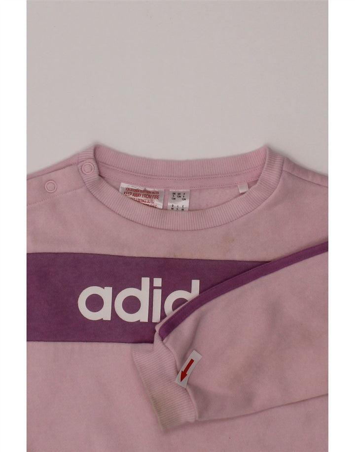 ADIDAS Sudadera gráfica para bebés niñas 9-12 meses Bloque de color rosa