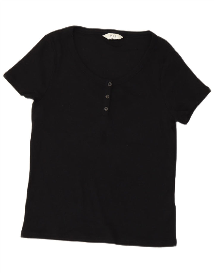 Marks & Spencer Camiseta para Mujer Top UK 44 Mediano Algodón Negro