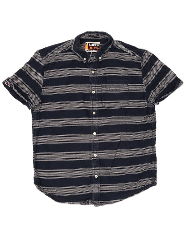 Superdry Camisa De Manga Corta Para Hombre De Algodón A Rayas Azul Marino Grande