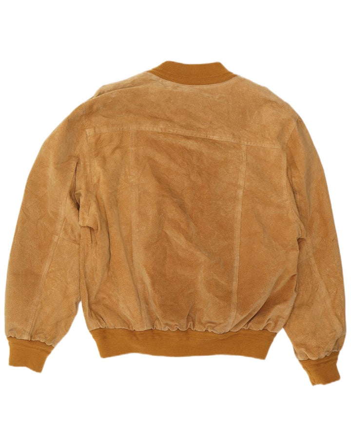 Vintage hombres ante bomber chaqueta Reino Unido 40 cuero marrón grande