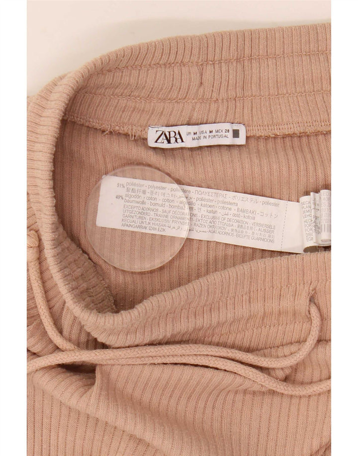 Zara Mujer Falda Midi De Cintura Alta Mediana W28 Poliéster Rosa
