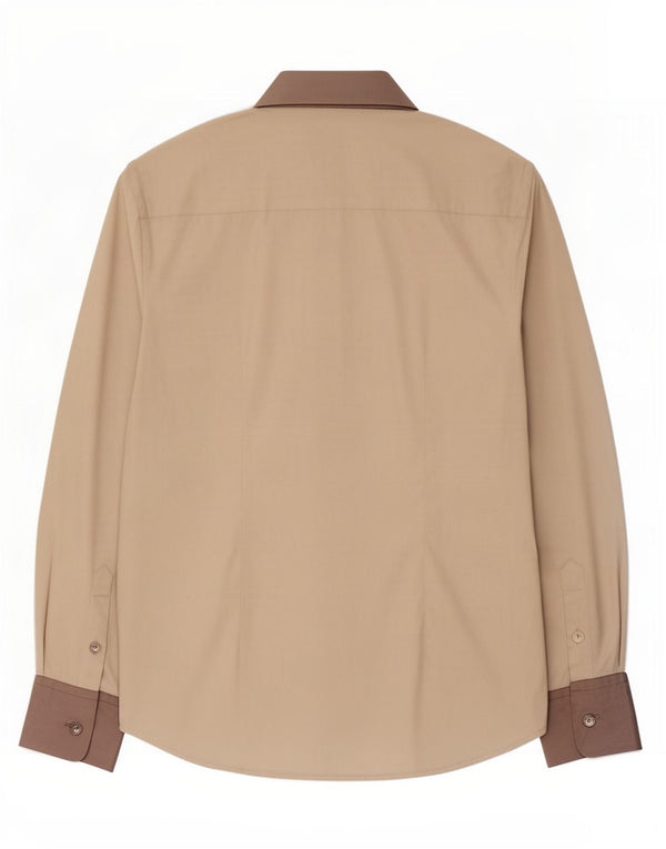 Cerruti 1881 Camisa para mujer UK 42 Algodón color block medio beige