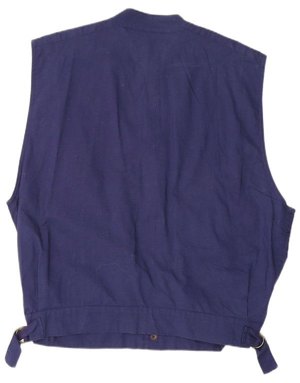 Vintage hombres Gilet Reino Unido 40 grande algodón azul marino