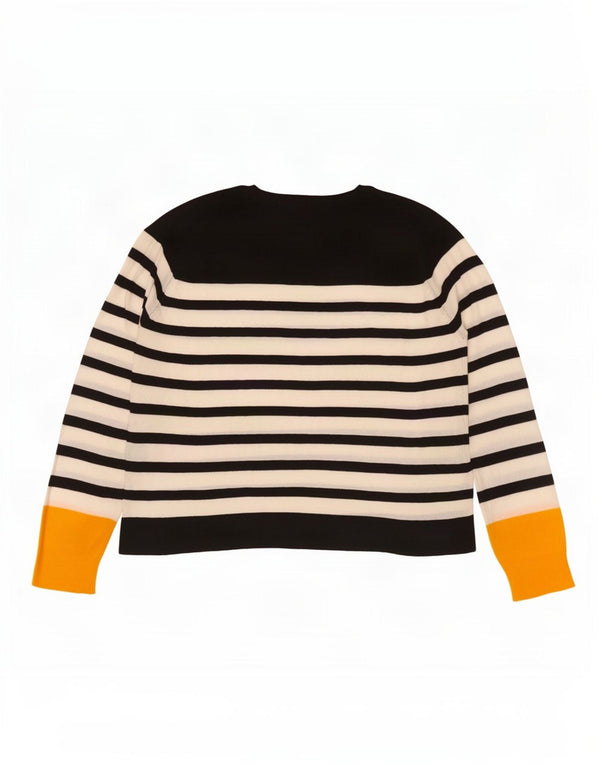 Zara Mujer Suéter De Cuello Redondo De Gran Tamaño UK 10 Small Black Stripes