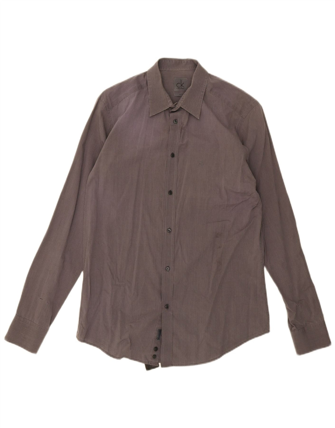 Camisa Calvin Klein Hombre Slim Fit Rayas Gris Medio