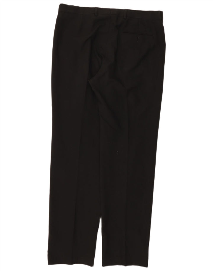 MARKS & SPENCER Pantalón de traje de corte regular para hombre W36 L33 Poliéster negro
