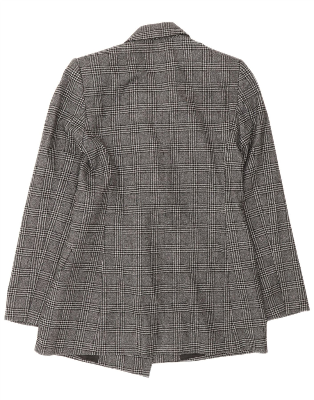 Zara Mujer Chaqueta Blazer De Doble Botonadura UK 10 Small Grey Check Poliéster