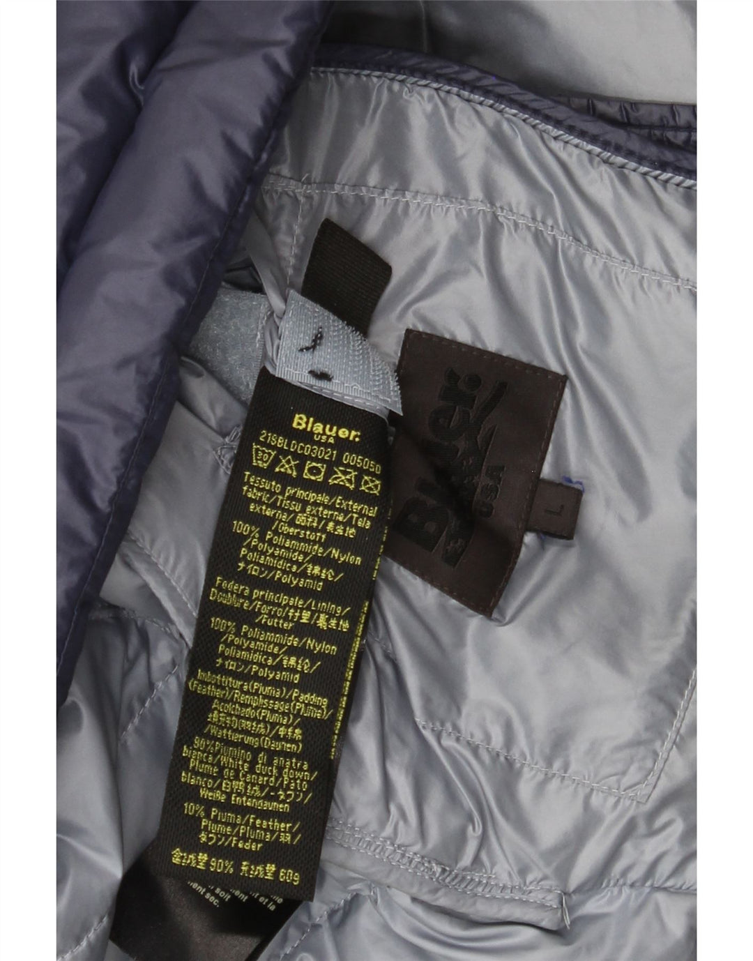 Blauer Chaqueta acolchada con capucha para mujer UK 46 Large Poliamida azul marino