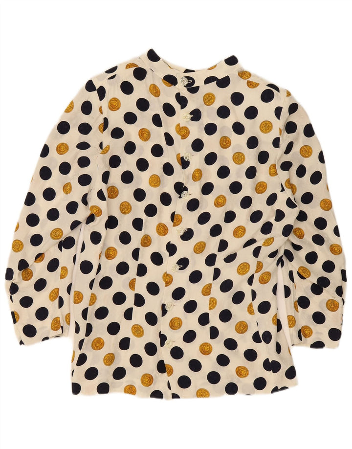 Blusa vintage para mujer Top Reino Unido 16 Lunares beige grandes