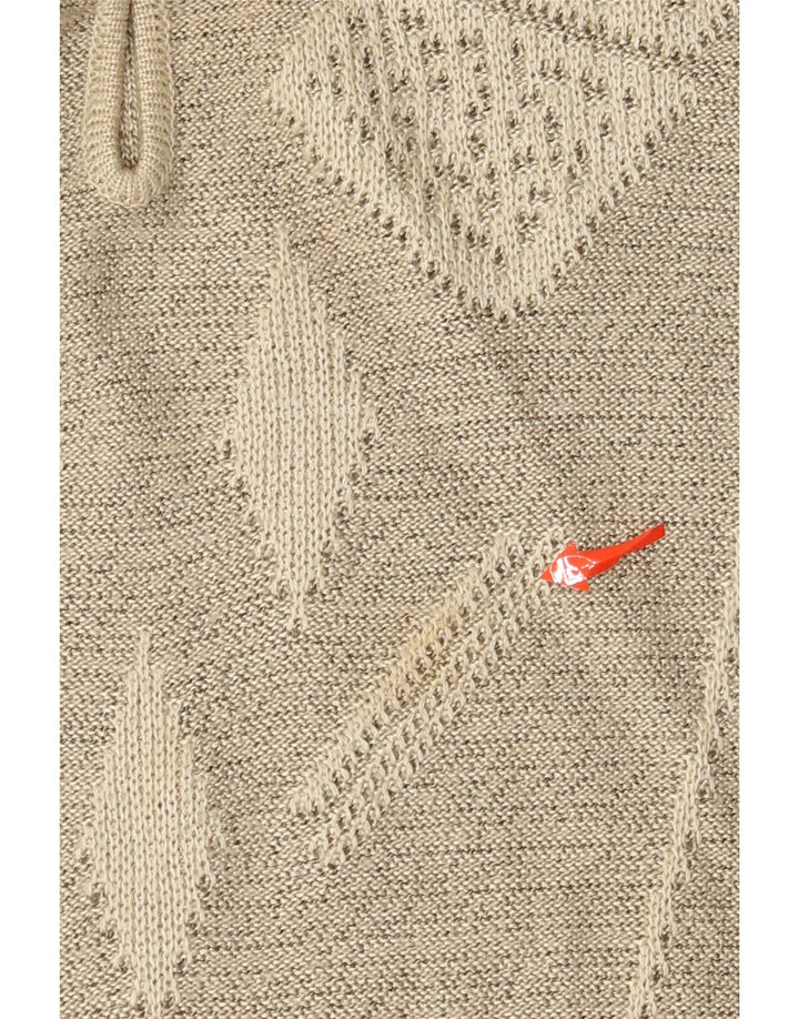 Vintage mujer botón cuello jersey suéter Reino Unido 14 grande gris geométrico