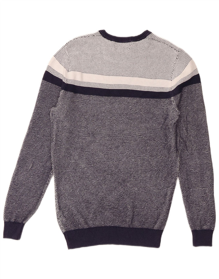Marks & Spencer Jersey de cuello redondo azul Harbor para hombre, talla pequeña, azul marino