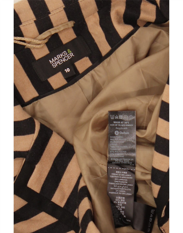 Marks & Spencer Chaqueta Corta para Mujer UK 10 Small Beige Rayas