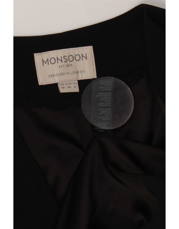 Monsoon Chaqueta tipo blazer abierta corta para mujer UK 40 Small Poliéster negro