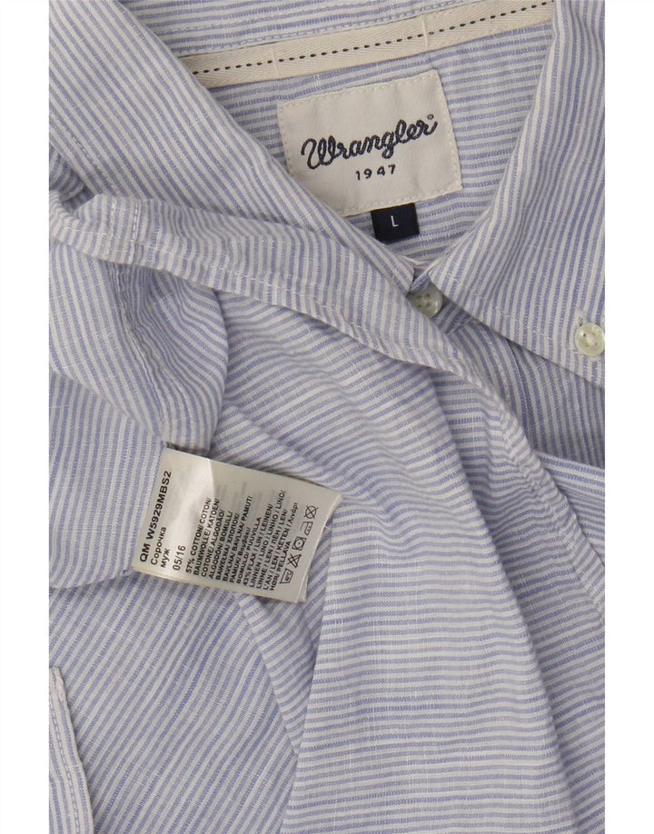 Camisa de hombre Wrangler Large de algodón con rayas diplomáticas azules