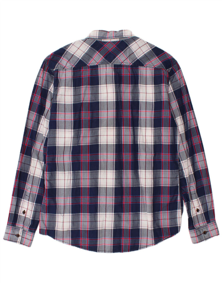 Camisa de hombre Esprit Slim Fit de algodón a cuadros en azul marino medio