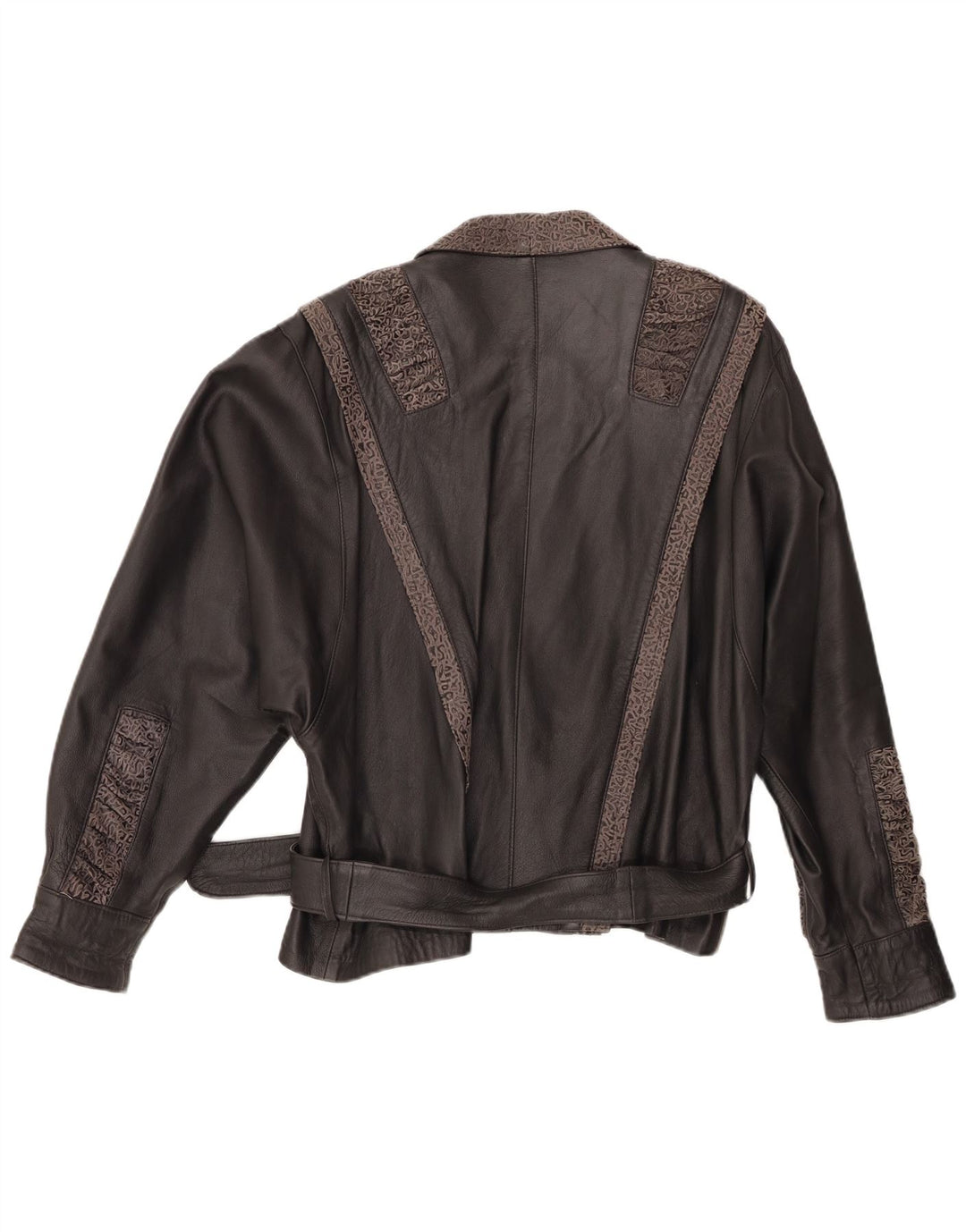 VINTAGE Chaqueta de cuero para mujer IT 48 XL Cuero geométrico negro