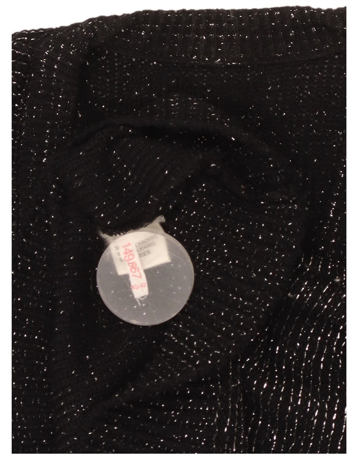 VINTAGE Chaleco de mujer Camiseta sin mangas EU 40/42 Acrílico moteado negro medio