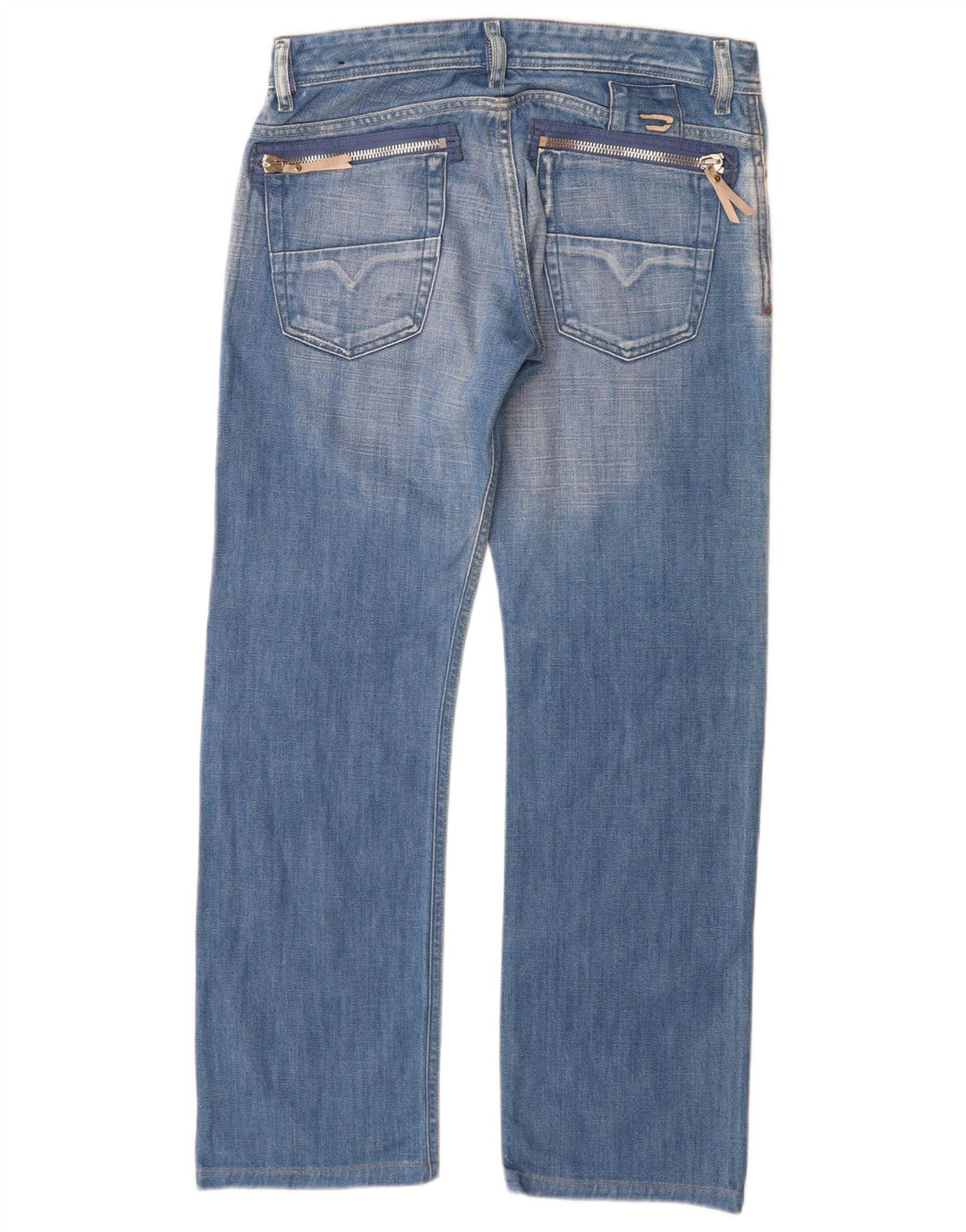 Diesel Mujer Vaqueros Rectos Desgastados W30 L29 Algodón Azul