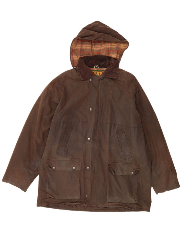 Game Technical Apparel Chaqueta de algodón encerado con capucha para hombre UK 44 2XL Marrón