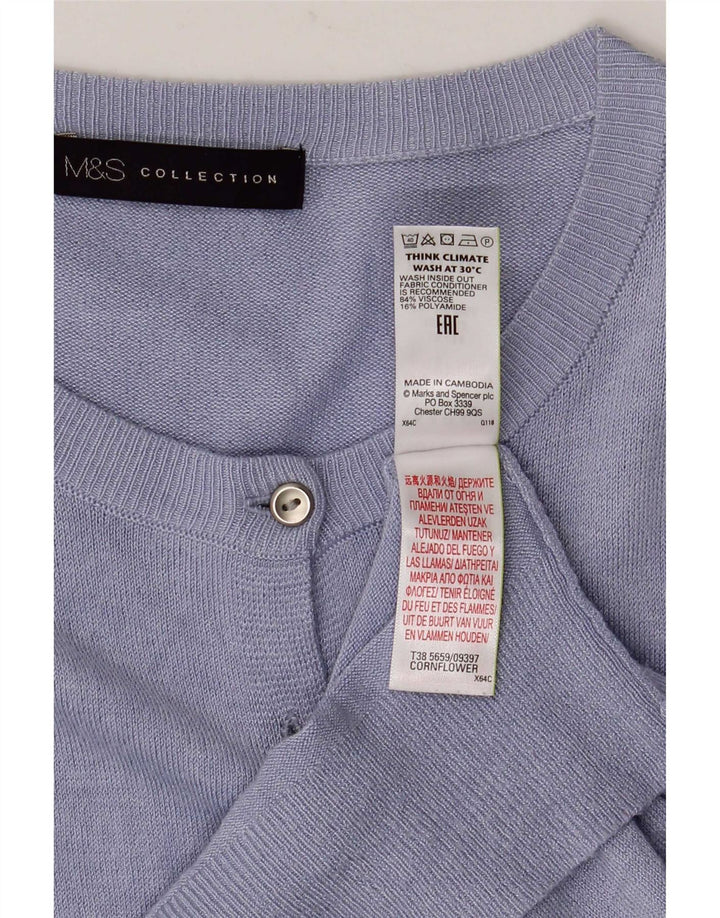Marks & Spencer Suéter tipo cárdigan para mujer UK 44 Viscosa azul grande