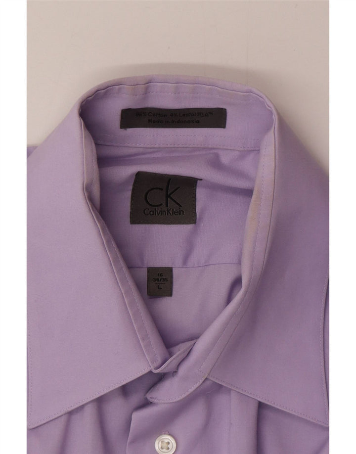 Camisa Calvin Klein para hombre talla 16 algodón morado grande